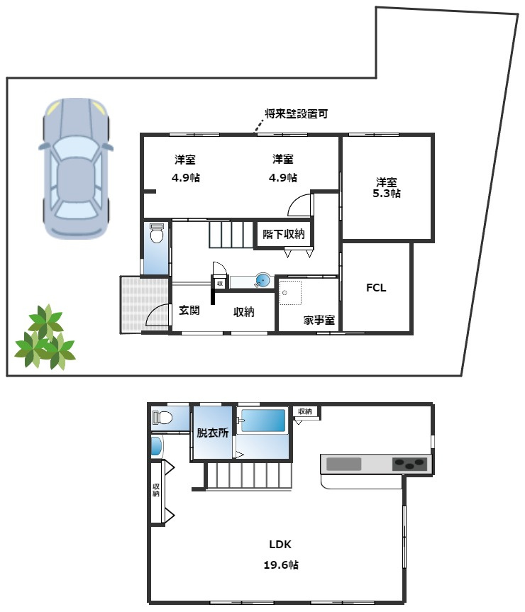岩倉幡枝町 未入居戸建(1号地)の間取り