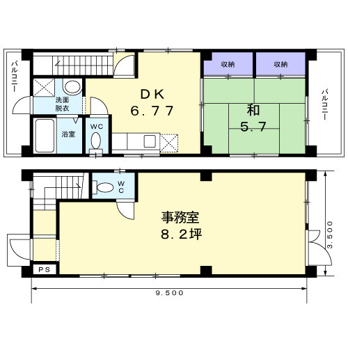 【間取り】 | 城見町アパート付き店舗Ⅰ
