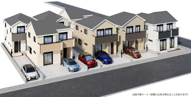 葛飾区水元２丁目新築戸建【水元小学校：10分】の外観パース|完成予想図