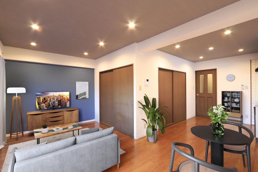 美和プレジデントの居間・リビング|※ステージングによるイメージです。お部屋のデザインが現状と異なる場合は、現状を優先します。