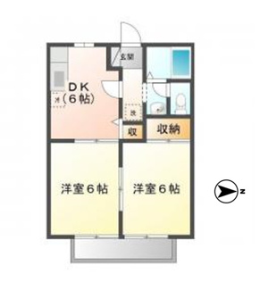 【間取り】 | ビーライン日吉台A棟 | 2DK