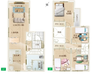 【間取り】 | 堀の内町　新築2棟 | 1号棟：4499万円
