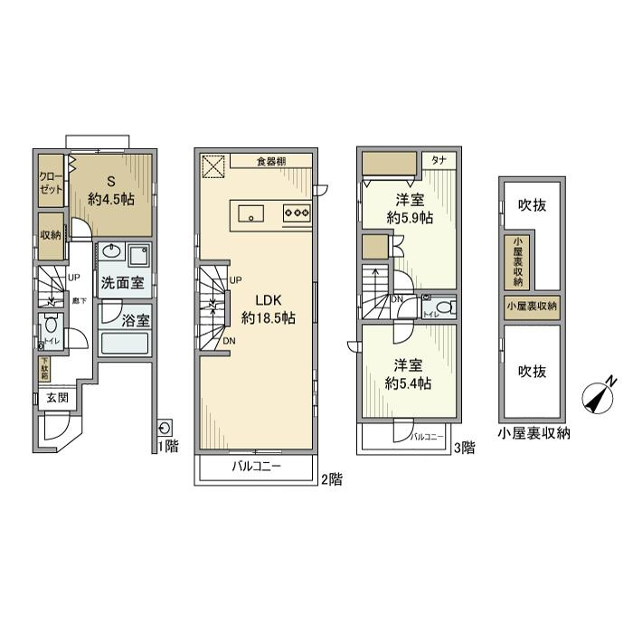 鵜の木戸建の間取り