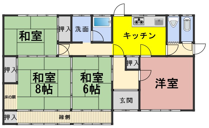 ６４５８９　揖斐郡池田町八幡中古戸建ての間取り