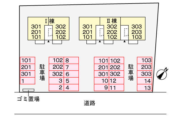 グランメール旗ヶ崎Ⅱの区画図
