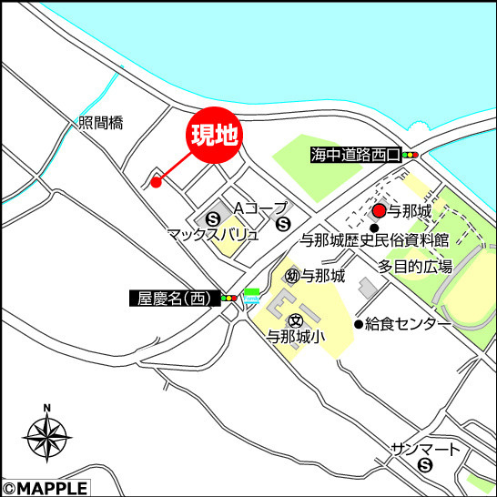 ハートフルタウンうるま市与那城　B号棟の地図