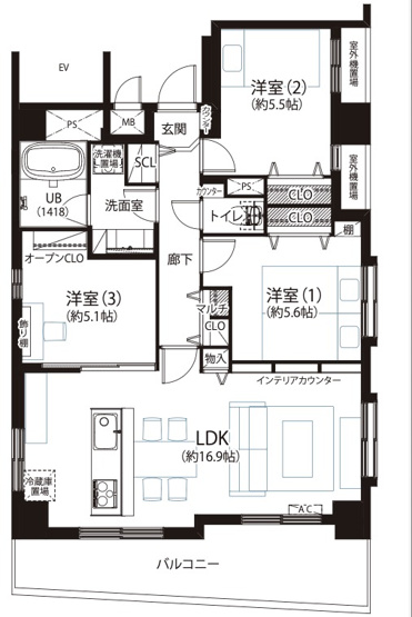 【間取り】 | ★仲介手数料無料★カインドステージ横浜台町（横浜駅まで徒歩6分　好立地物件・家具・エアコン付き） | 仲介手数料無料！お問合せ下さい/080-7058-7312 