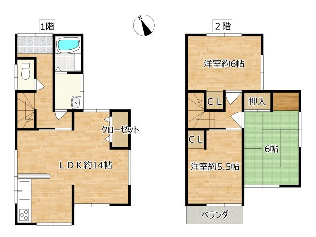 高知市中秦泉寺　中古戸建の間取り