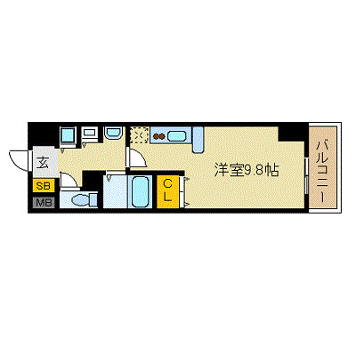神戸市中央区磯辺通３丁目の賃貸マンションの間取り