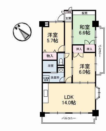 【間取り】 | ヴィラクラマス | 3LDKのお部屋です