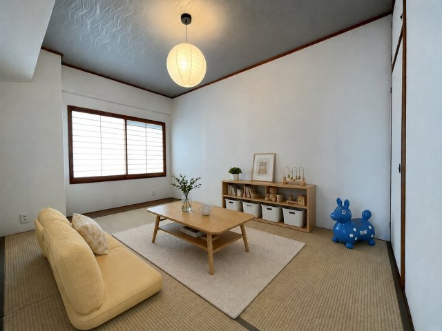 ◆室内改装済み◆７階建て最上階の三方角住戸◆阪急西向日駅徒歩１３分◆イトーピア向日マンションA棟の和室|和室（家具家電照明の設置イメージ画像）