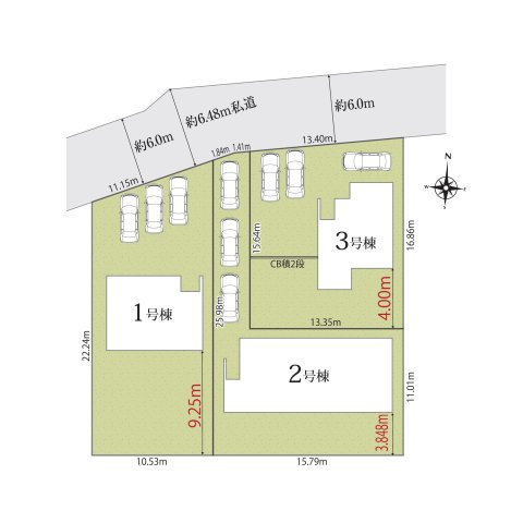菊池郡大津町大字大津第1-3棟（1号棟）の区画図|配置図（1号棟）