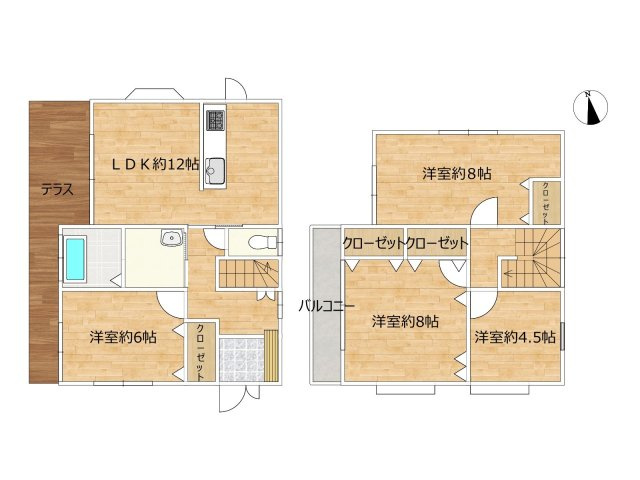 【間取り】 | 太宰府市石坂２丁目 戸建て | 8月にリフォーム完成しています☆彡 ご家族でゆったりと暮らせる4LDKです。和室から洋室に変更し、どの世代でも住みやすいお家に生まれ変わりました
