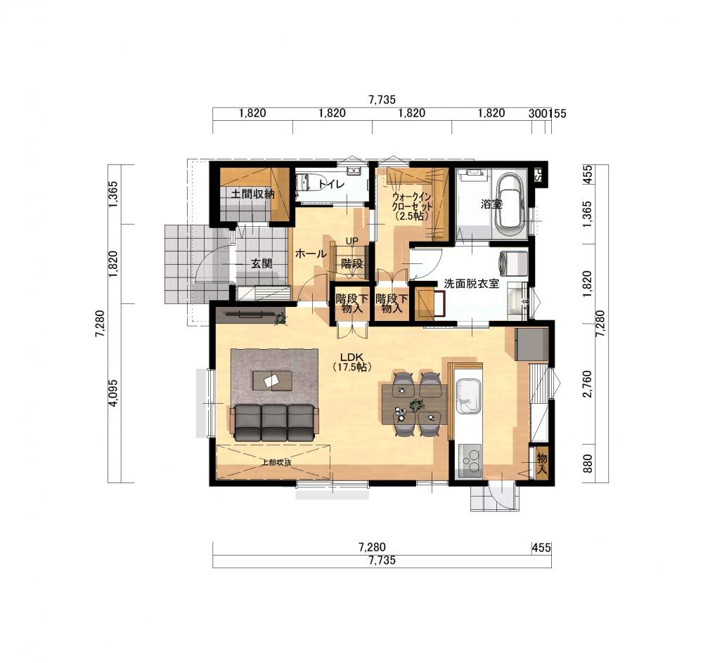 玉島乙島2期⑵①号地の間取り