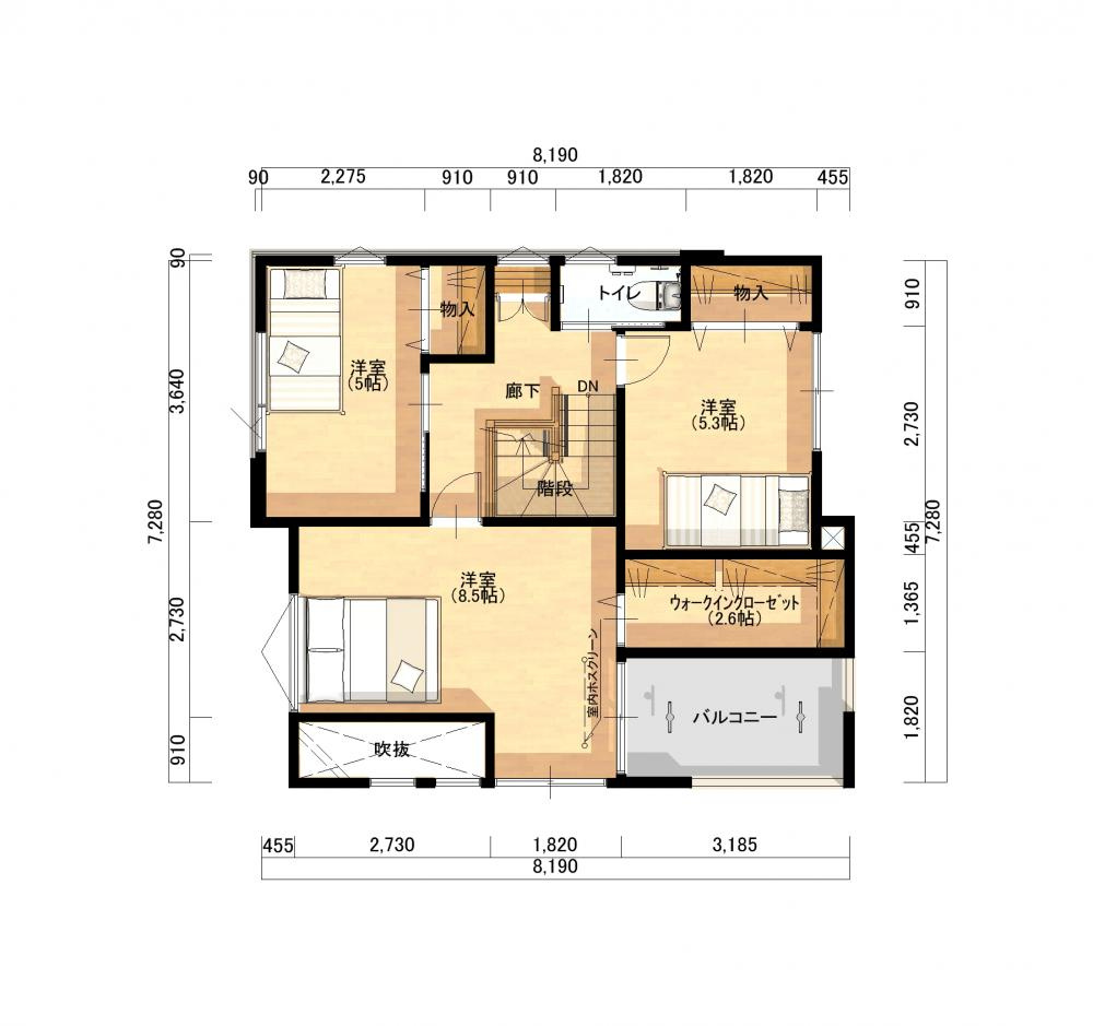 玉島乙島2期⑵①号地の間取り