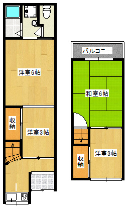 大阪府東大阪市岩田町3丁目　テラスハウスの間取り