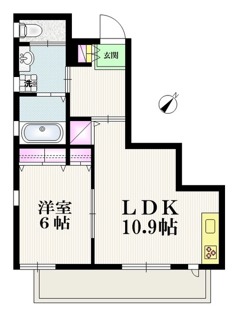 プルニエ学園町の間取り|【間取り】　角部屋２面採光