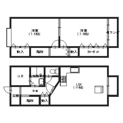 フラワーパーク南四十万A棟の間取り