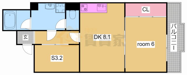 神戸市兵庫区西出町１丁目の賃貸マンションの間取り