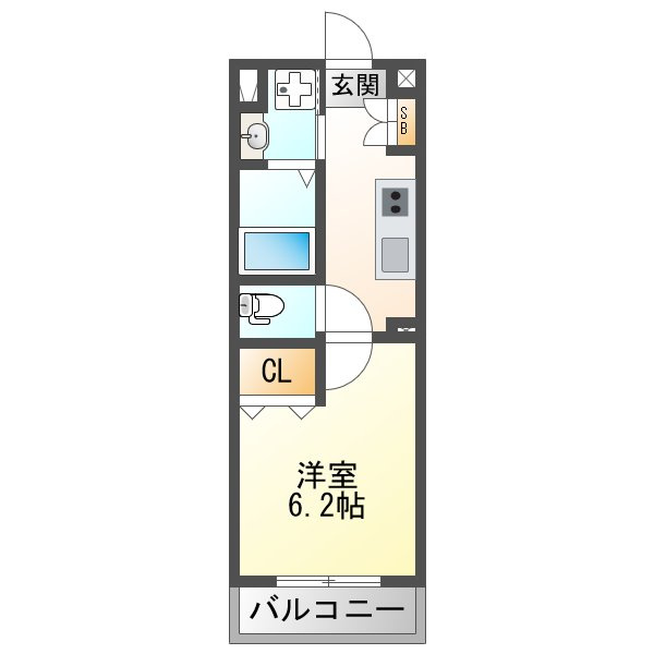 大阪市淀川区十三元今里２丁目の賃貸マンションの間取り