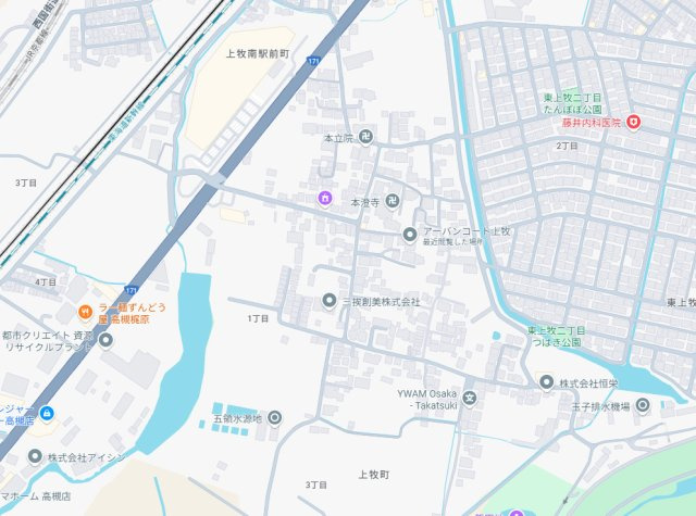 アーバンコート上牧の地図