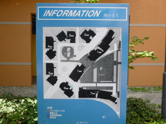 西宮マリナパークシティ海のまち5番館の地図|海のまちは全部で7棟建っており、今回の物件は5番館です。眺望良好です。