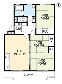 【間取り】 | ハイム富田北棟