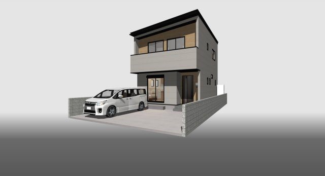 高須３丁目　新築戸建　の外観パース|建物面積　77.84㎡　（約23.55坪）