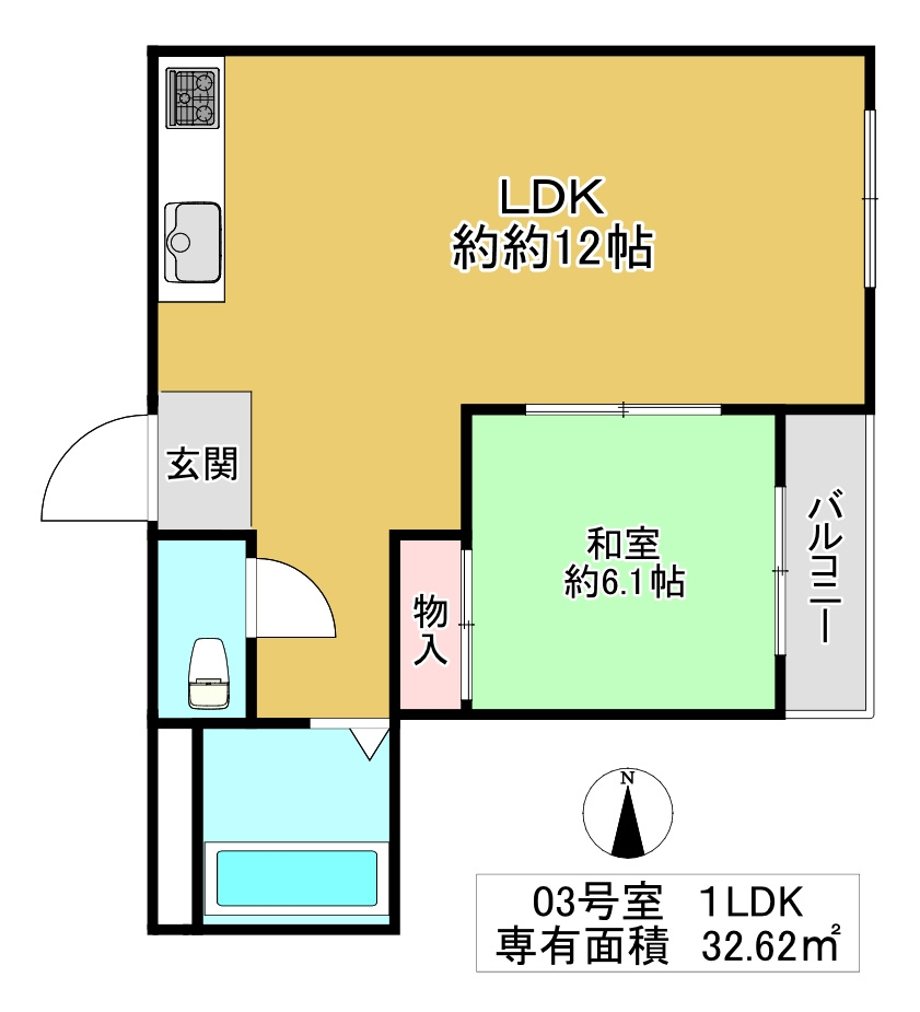 東大阪市稲田本町２丁目の賃貸マンションの間取り