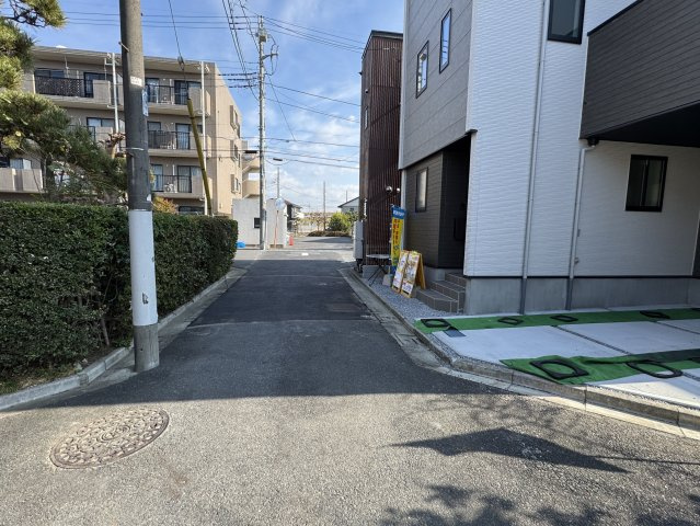 葛飾区東金町７丁目新築戸建の前面道路含む現地写真|北側前面道路