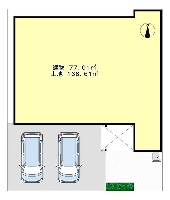 リフォーム住宅　高富の区画図|お車２台駐車へ外構工事予定！