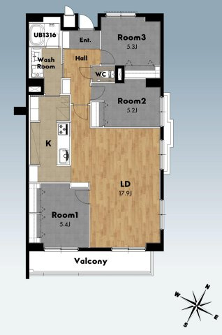 海まで9分！藤和ライブタウン鎌倉七里ガ浜東南角部屋の間取り