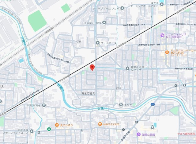 高槻市東五百住町　第1期　新築一戸建ての地図