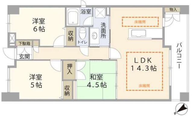 【間取り】 | ディアエスタ・ミオ別府ラフィナス　3階 | 3LDKです。