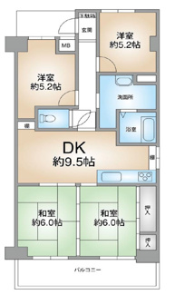 【間取り】 | サンライズ東雲A棟 | サンライズ東雲A棟　平成29年リフォーム歴有　室内綺麗
