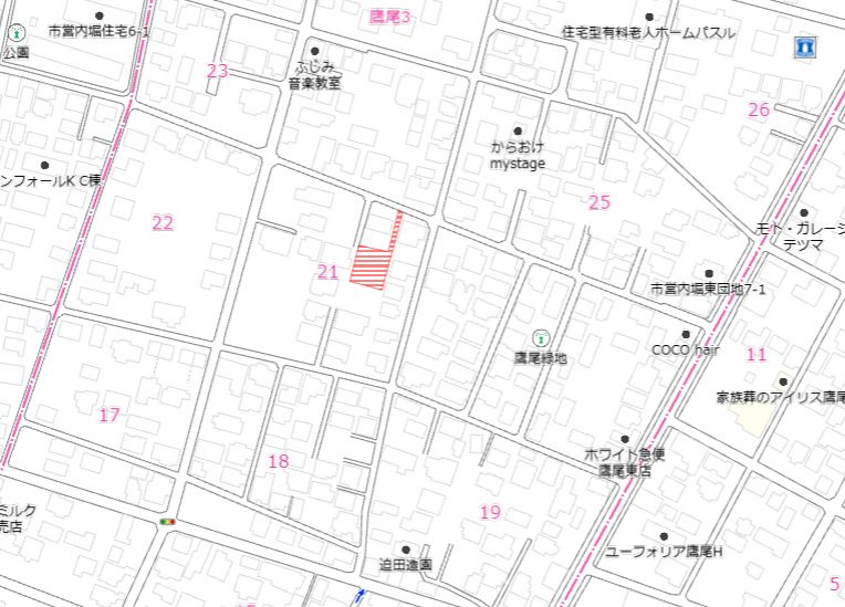 都城市鷹尾３丁目の売地の土地図