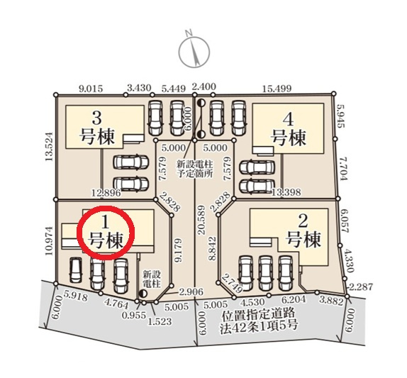 リーブルガーデン  水戸市見川　第14　1の区画図|並列駐車可能です。内覧、気になる他の物件と合わせての現地ご案内も可能です。HPから、またお電話でも、お気軽にお問い合わせください。

