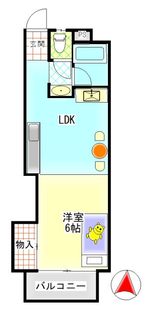 美和ハイツの間取り|美和　美和ハイツ　１DK　間取り