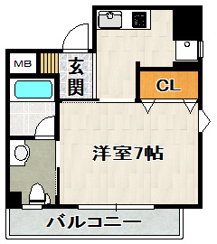 ロイヤルメゾン宝塚の間取り|南向きのお部屋です