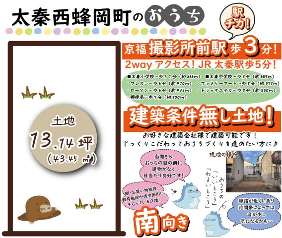 太秦西蜂岡町　条件無し土地の区画図