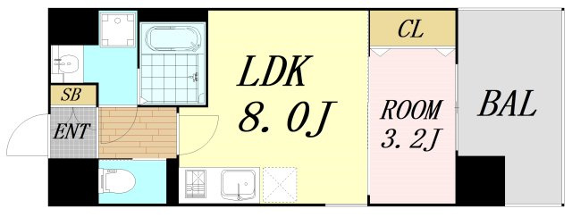 ビガーポリス486与力町公園Ⅱ　仲介手数料無料の間取り