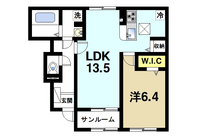 マホラの間取り|ゆったりと暮らせる1LDKの間取りです。