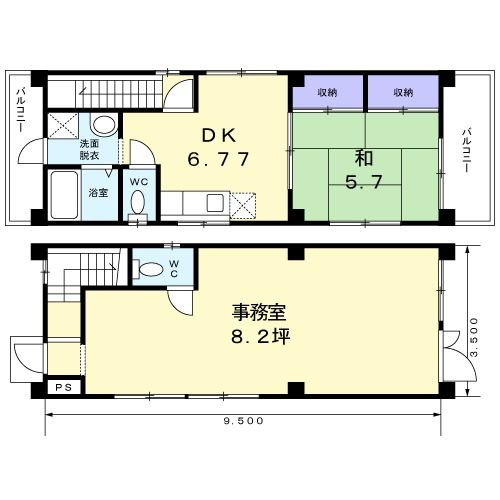 城見町アパ－ト付店舗Ⅰの間取り