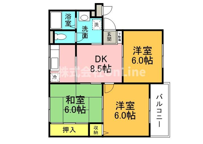 【間取り】 | ニューリバーサイド八尾南B