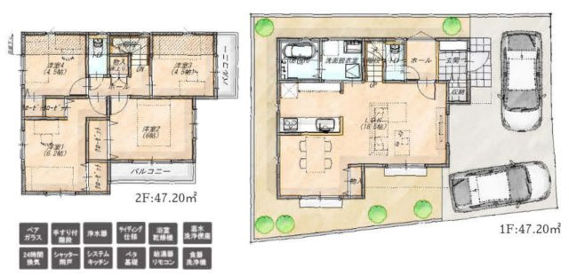 横浜市青葉区奈良町 新築戸建て【仲介手数料無料】カースペース2台の間取り