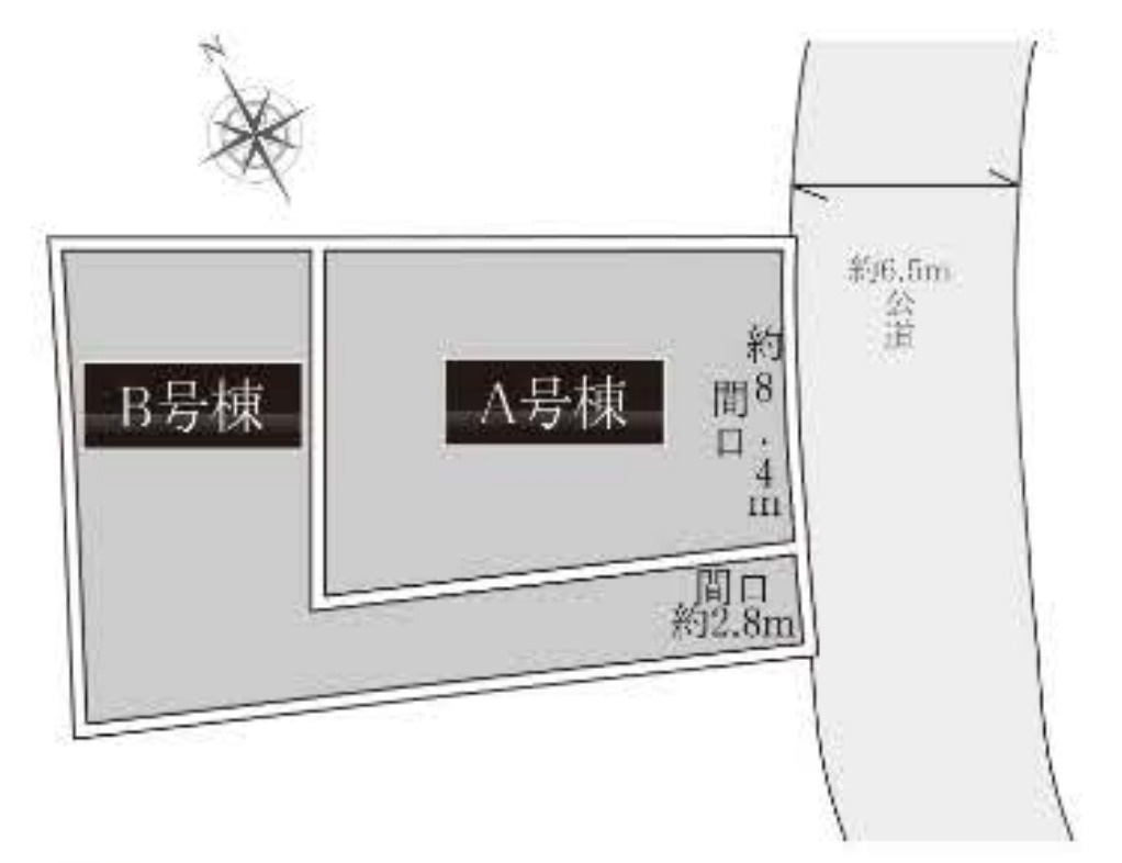 横浜市青葉区奈良町 新築戸建て【仲介手数料無料】カースペース2台の区画図