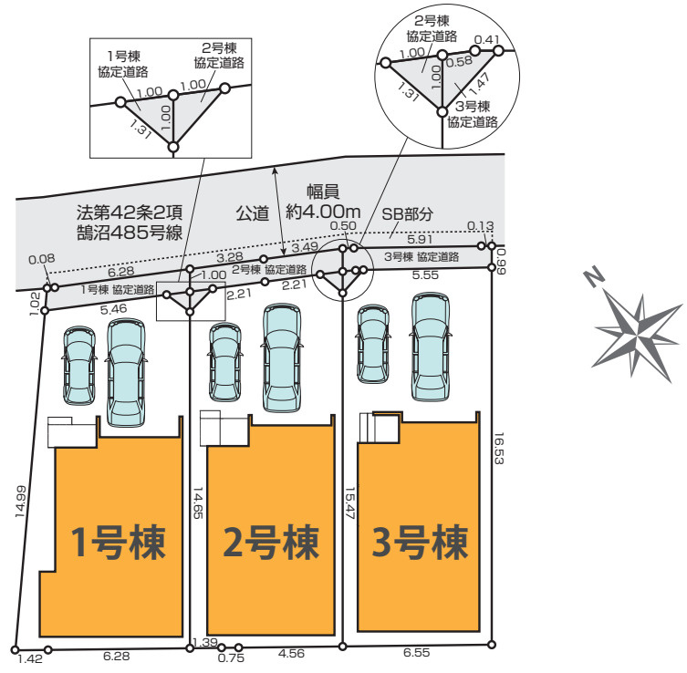 藤沢市本鵠沼6期　新築戸建　全3棟3号棟の区画図