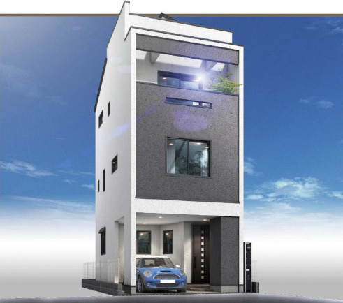 墨田区墨田４丁目の新築戸建の外観パース