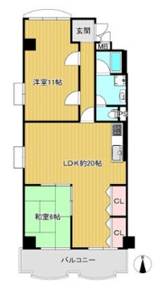 【間取り】 | 阪急逆瀬台マンション　角部屋・リフォーム済み | 角部屋で全てのお部屋に窓があり、たいへん明るく開放的です♪２LDKの間取りでお二人様におすすめです！！