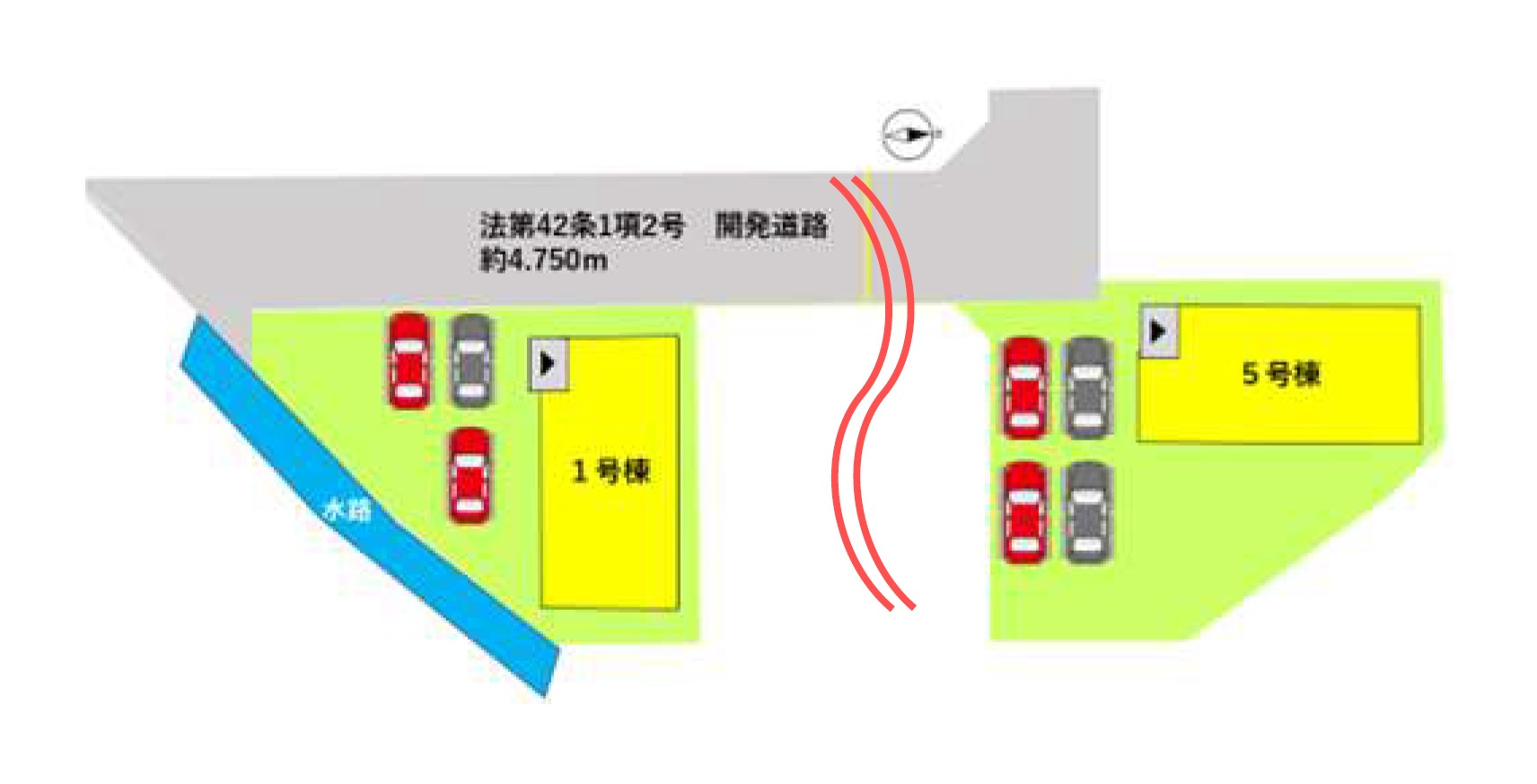 宇土市三拾町第1-2棟（1号棟）　の区画図|配置図（1号棟）